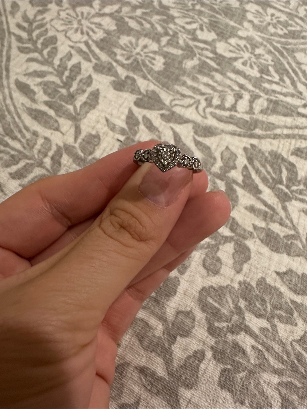 Heart Halo Silver Ring with Clear Stones
